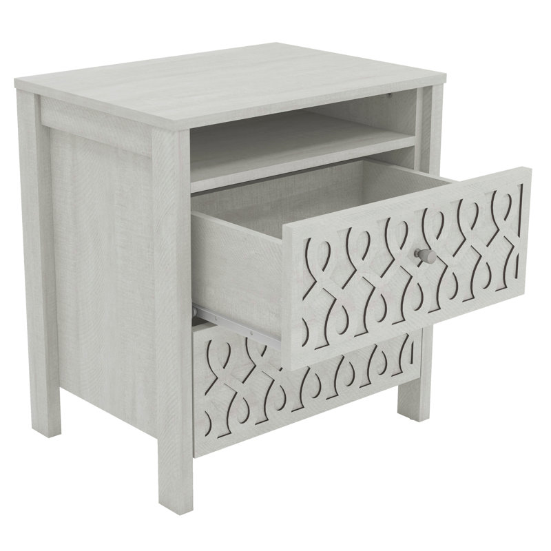 Table de chevet 2 tiroirs Pruitt Allysyn, Gris