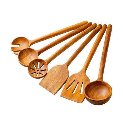 Cooking Utensils 6-Piece Kitchen Utensils Set, Natural Wooden
