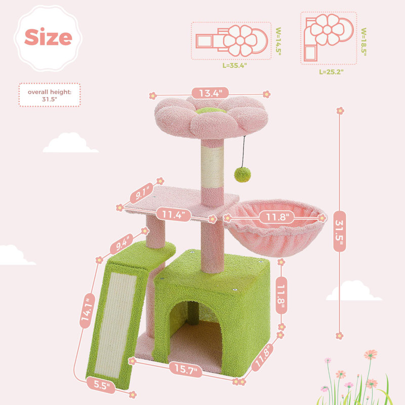 Arbre à chat d'intérieur compact, Rose