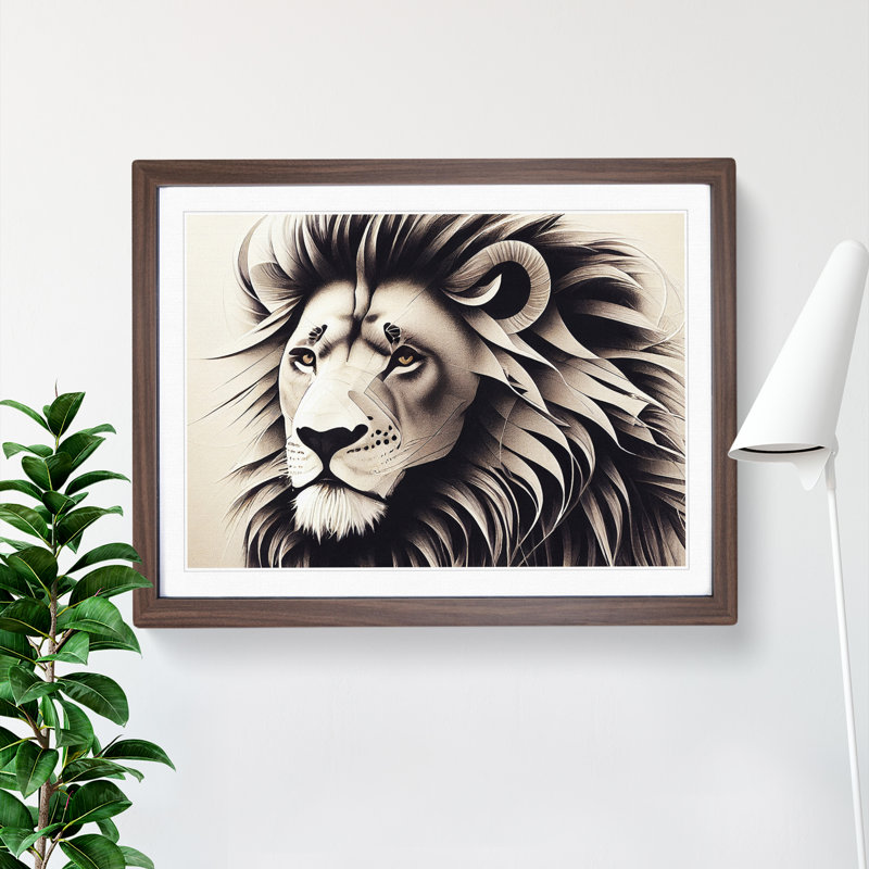 Miraculous Lion - Framed Print, 34cm H x 46cm W, Walnut Framed