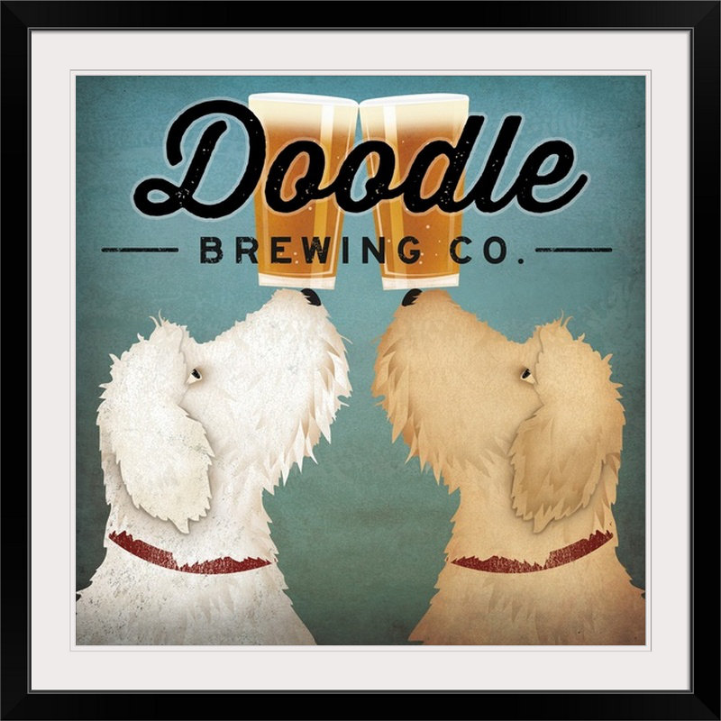 « doodle bière double » par ryan fowler, affiche rétro, Cadre noir, H 32 po x l 32 po x P 1 po