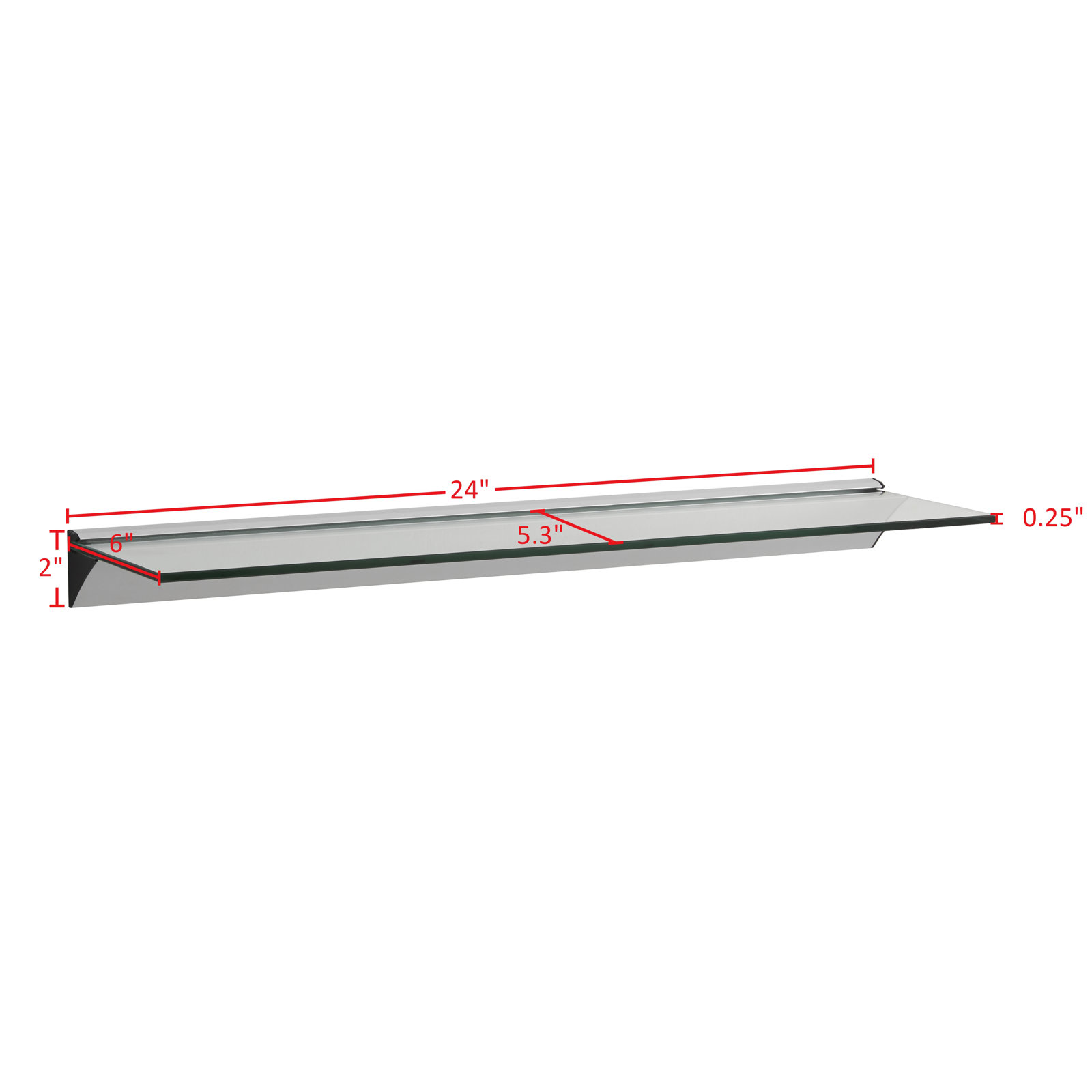 Fio Floating Shelf, 2" H x 24" W x 6" D
