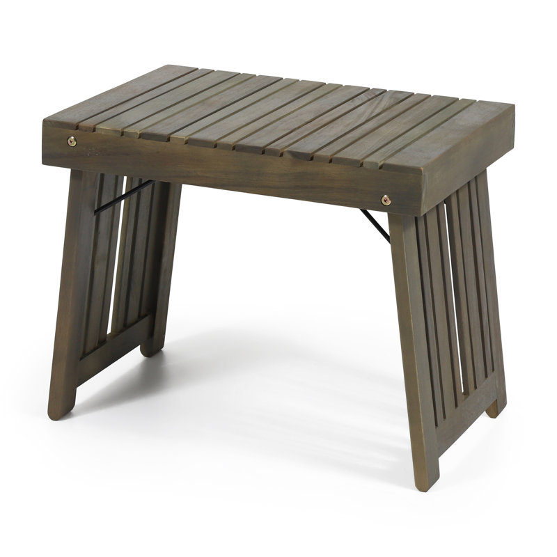 Foldable Grey Wood Side Table With Slat Magnetism, 21.59W X 14.11D 15.63H In Style,