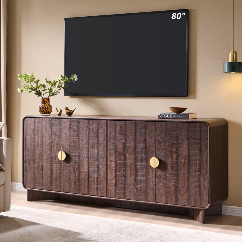 Abrianna Modern TV Stand for TVs Up to 80", 30" Tall Entertainment Centre with Storage and Adjustable Shelves, TV Console with Curved Profile Design
