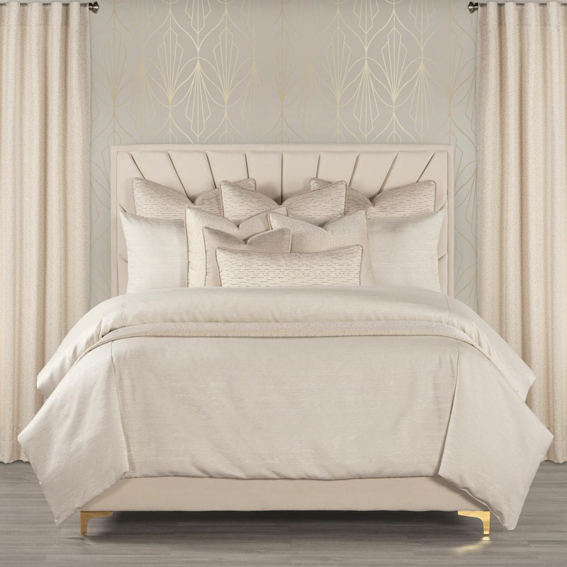 Ensemble de housse de couette et insert en lin tissé, Grand, Perle