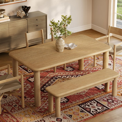 Spahn 6-Piece Oak Wood Dining Table and Seating Set in Weathered Oak