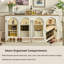 Console de rangement rétro avec portes en verre arquées et tablettes divisées intégrées, buffet de rangement polyvalent pour le vestibule, le couloir et le salon-87441623