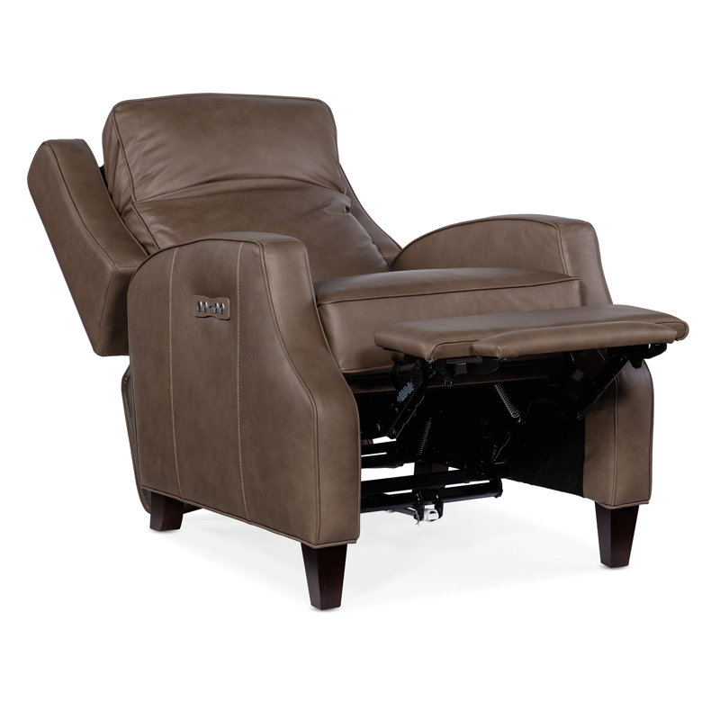 Amyanne Power Recliner, Gray Genuine Leather