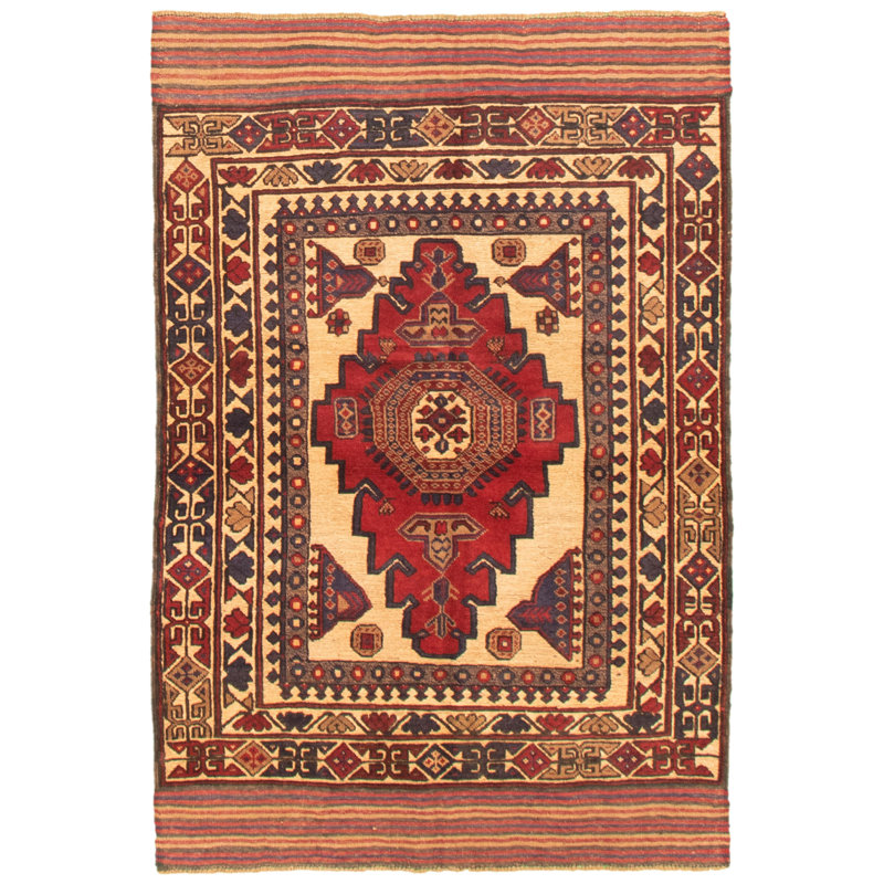 Tapis décoratif en laine de conception unique noué à la main New Age 3 pi 11 po x 5 pi 8 po Cynithia