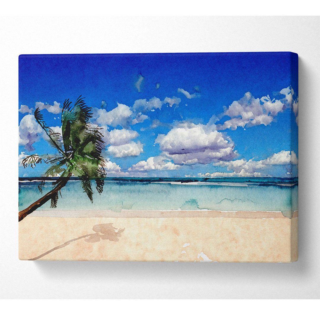 Palm Tree Island Paradise Leinwand Aquarell