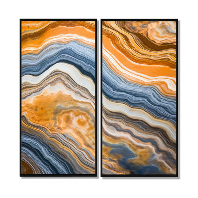 Couches de segment de marbre marbré I - décoration murale moderne 2 panneaux