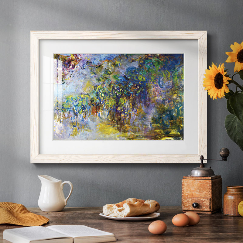 Wisteria [2] par Monet, reproduction d'art encadrée, Blanc, H 22 po x l 32 po