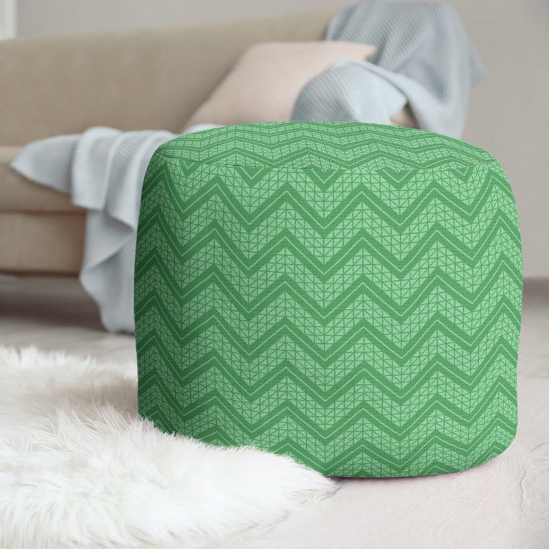 Upholstered Pouf, Medium Green