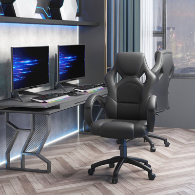 Fauteuil de direction pivotant, réglable et à dossier haut de style jeu de course Charmayne