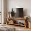 Meuble télé en bois massif pour téléviseur de 55/60/65 pouces, centre de divertissement de ferme 55 "avec tablette de rangement ouverte