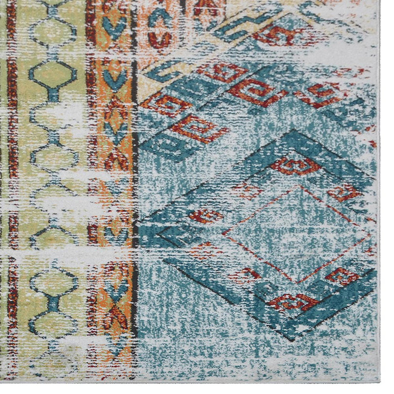 Machine Made Heatset Polypropylene Area Rugs - Rectangle, Multicolor, Contemporary Modern Design, Low Pile Machine Made Area Rugs for Living Room, Bed Room
