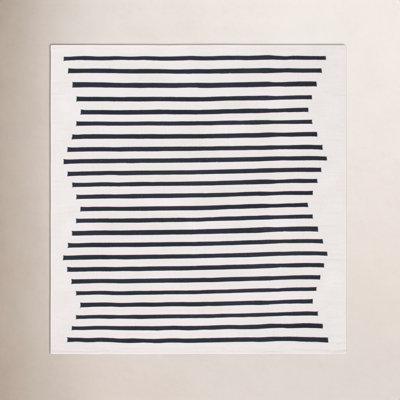 Mando Ivory Black Hand-Woven Striped Cotton Rug