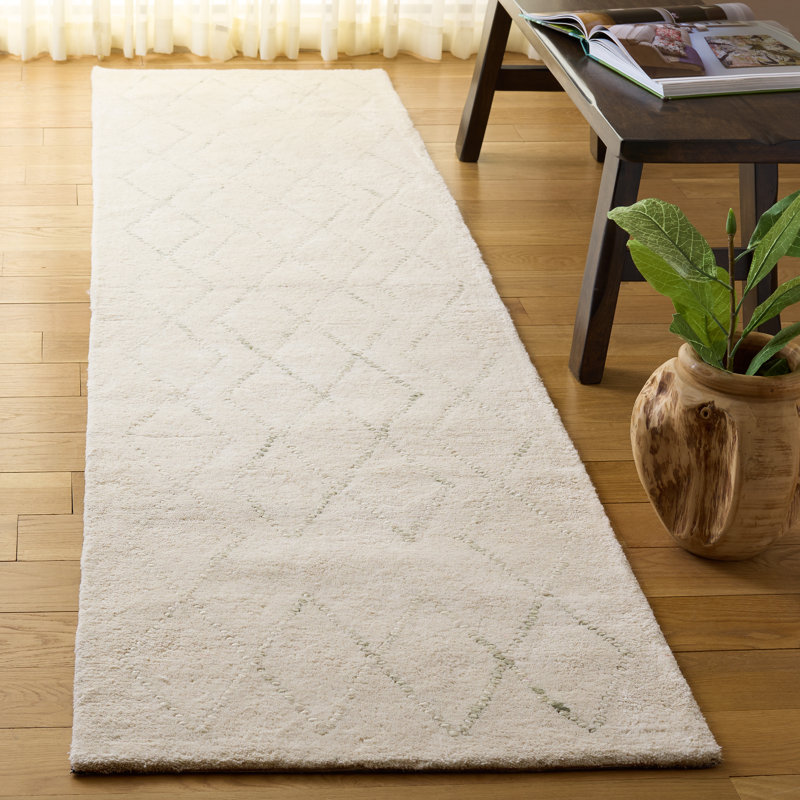 Tapis géométrique en laine / coton touffeté à la main Harvest 201, Tapis de couloir 2 pi 3 po x 9 pi