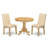 3 Piece Kitchen Table & Chairs Set Contains a Round Dining Room Table with Pedestal and 2 Light Beige Linen Fabric Parson Chairs, Oak-123719597-123719598-123719600
