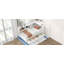 Lit de jour simple avec deux tiroirs de rangement, armoires de rangement et ports USB-709505597