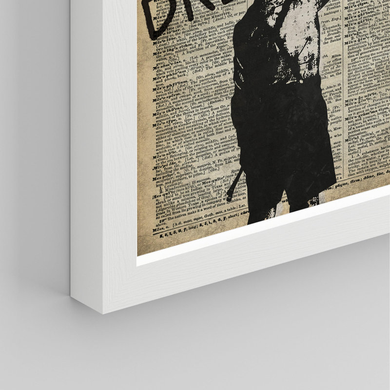 «Th pensant le peintre Banksy» sur papier, Blanc, H 16 po x l 12 po