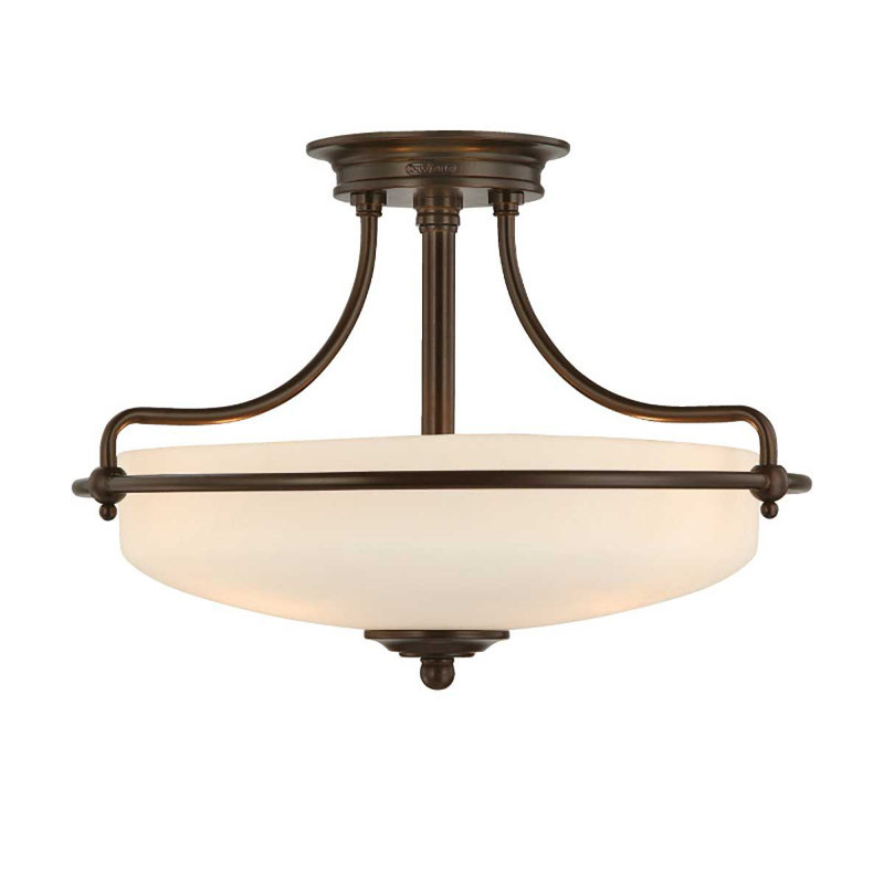 Rockwood Glass Semi Flush Mount, Palladian Bronze Metal