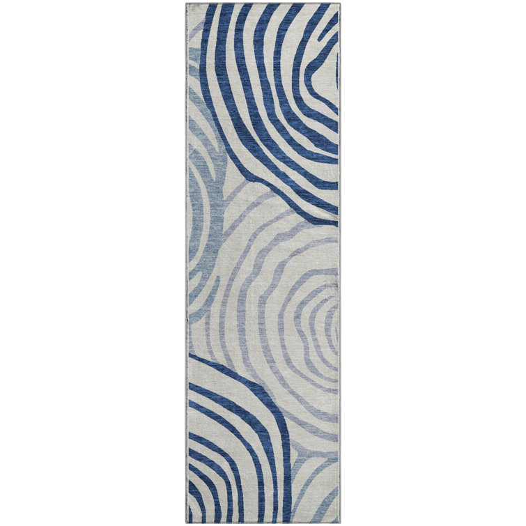 Premium Machine Washable Prisco Blue Rug