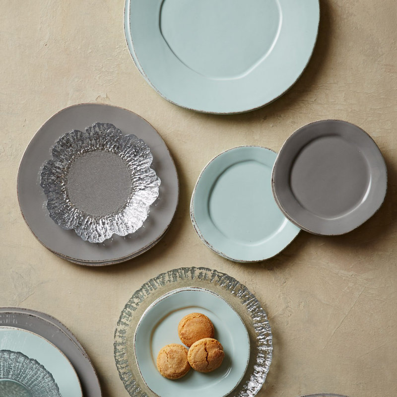 Lastra Handmade Stoneware Appetizer Plate, Aqua