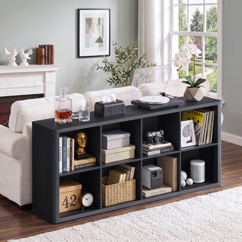 Bibliothèque moderne de 66 cm de hauteur avec 8 cubes, noire, H 26 po, Noir