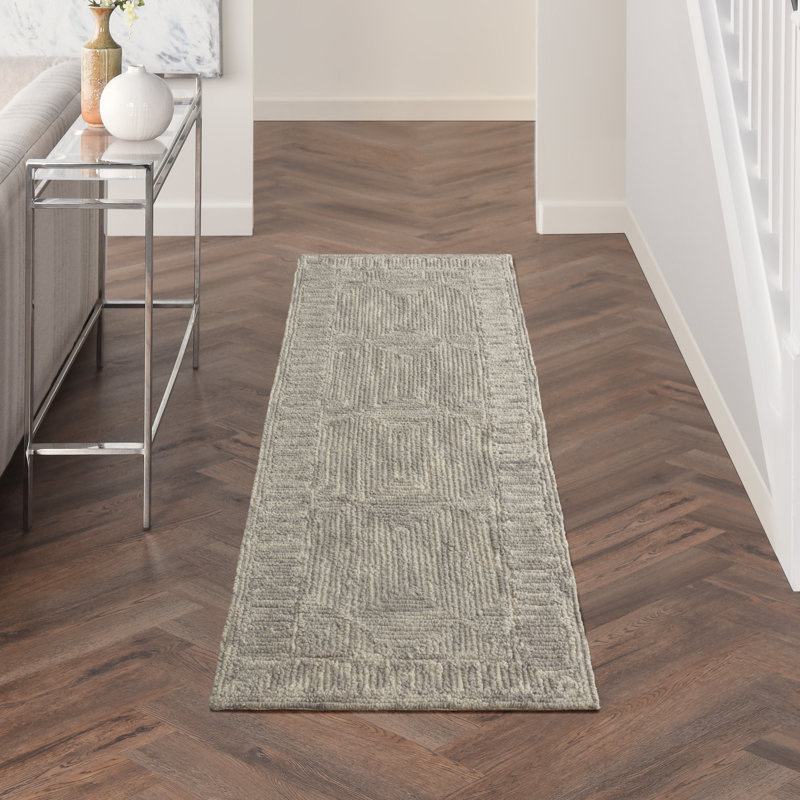 Handmade Tufted Wool Gray Area Rug, Runner 2'3" x 7'6"