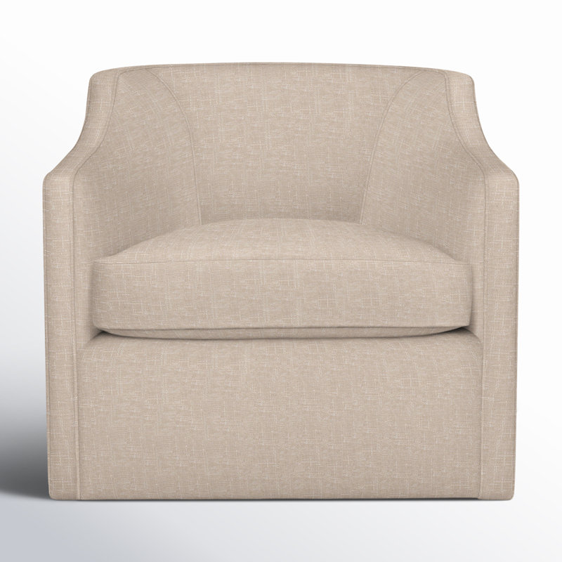 Fauteuil pivotant rembourré Marietta, Mélange de lin performance sable Lena