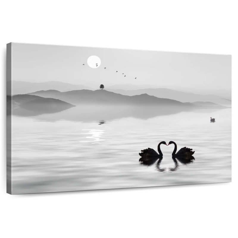 Kerrick Monochrome Swan Pair, 26" H x 39" W