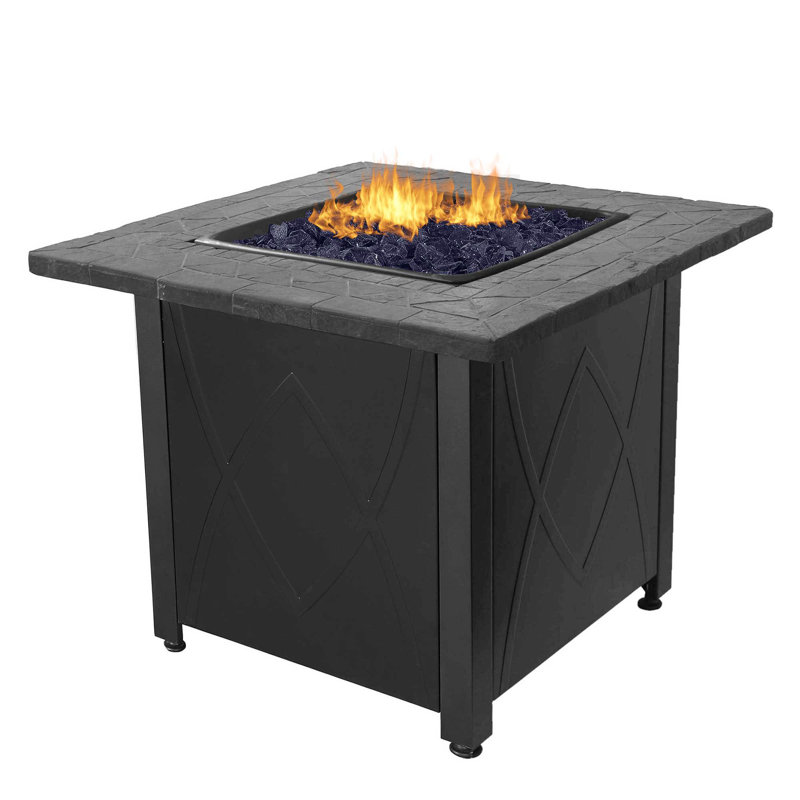 Table de foyer d'extérieur au gaz propane avec verre bleu Endless Summer 30 000 BTU