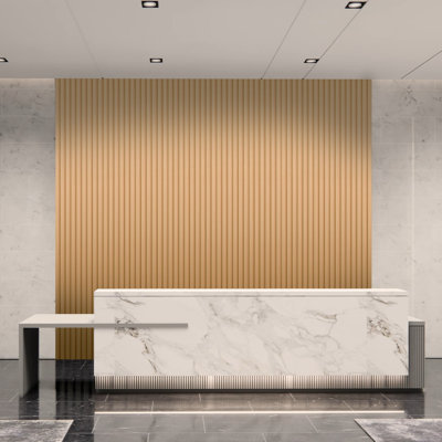 8 Pcs 96" x 6.26" WPC Waterproof Slat Wall Panels, 3D Wood Look Acoustic Diffuser Wall Paneling for Modern Decor,33.38 sq.ft.