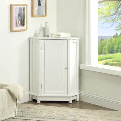 Armoire de coin blanche avec tablettes réglables pour la salle de bain