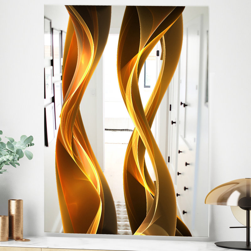 Gold Wave II - Modern Mirror - Wall Mirror, 39.4" H x 29.5" W