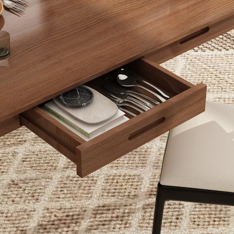 47.2" W Dining Table With 2 Drawer, Brown, Brown