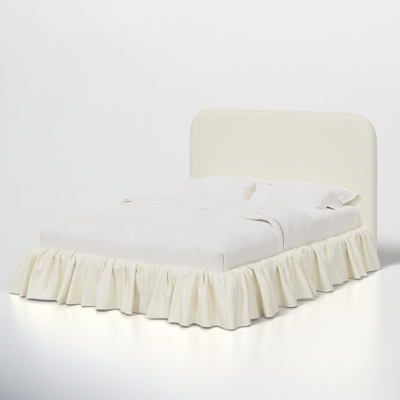 Mina Ruffle Platform Bed, Zuma White Textured Linen, Full