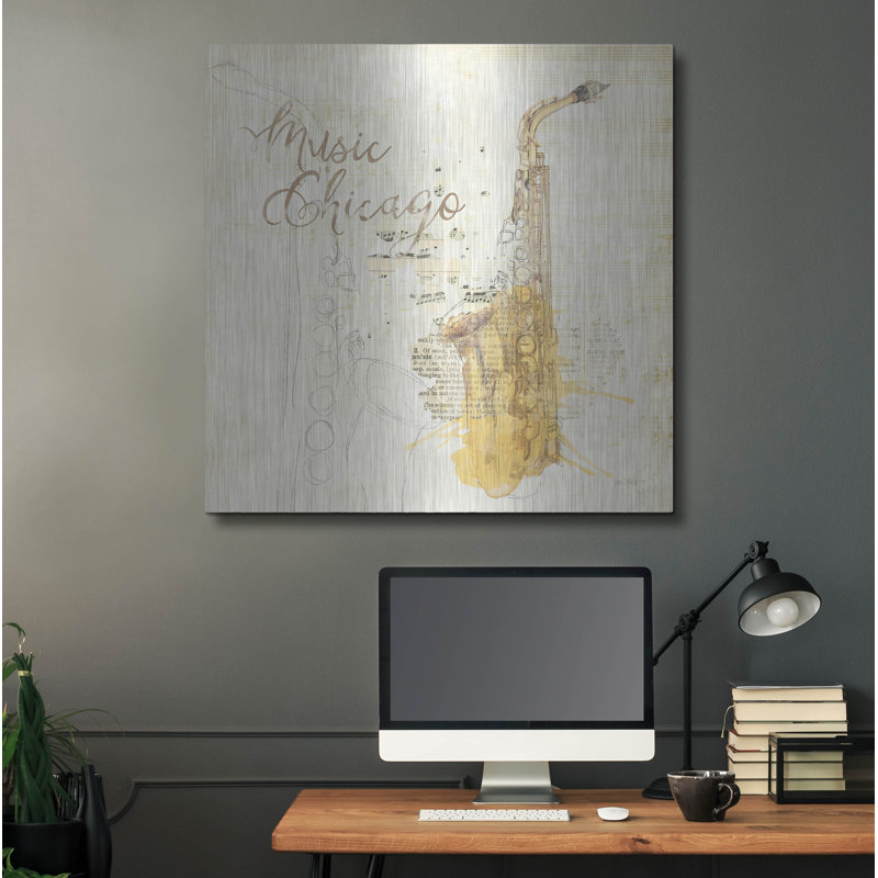 Art mural en métal Winston Porter «Musical Gift Chicago» par Katie pertiet, H 36 po x l 36 po
