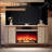 70" Fluted Fireplace Tv Stand - Faux Marble Top Modern Media Console-251536359