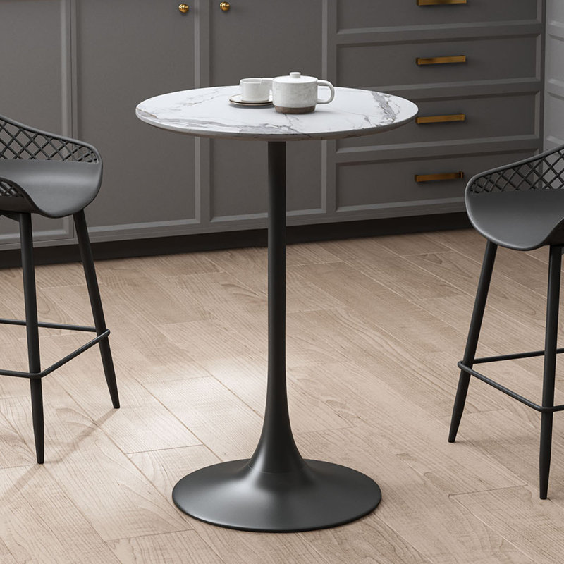 Table de salle à manger à hauteur de comptoir Bellamia 24 po avec base en acier, Noir