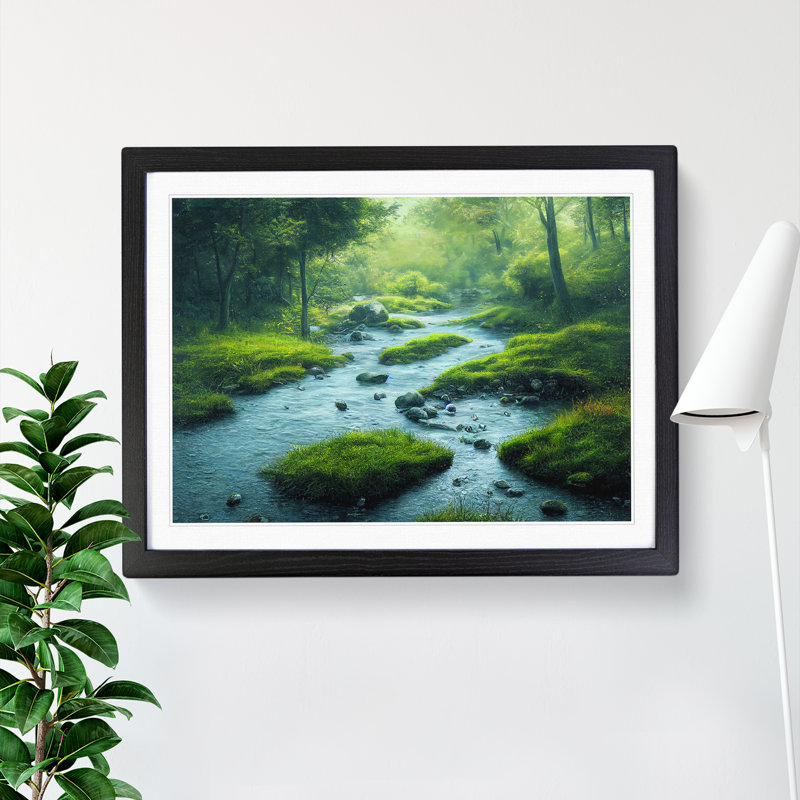 Special Forest Stream - Single Picture Frame Print, Black, 46cm H x 64cm W x 2cm D