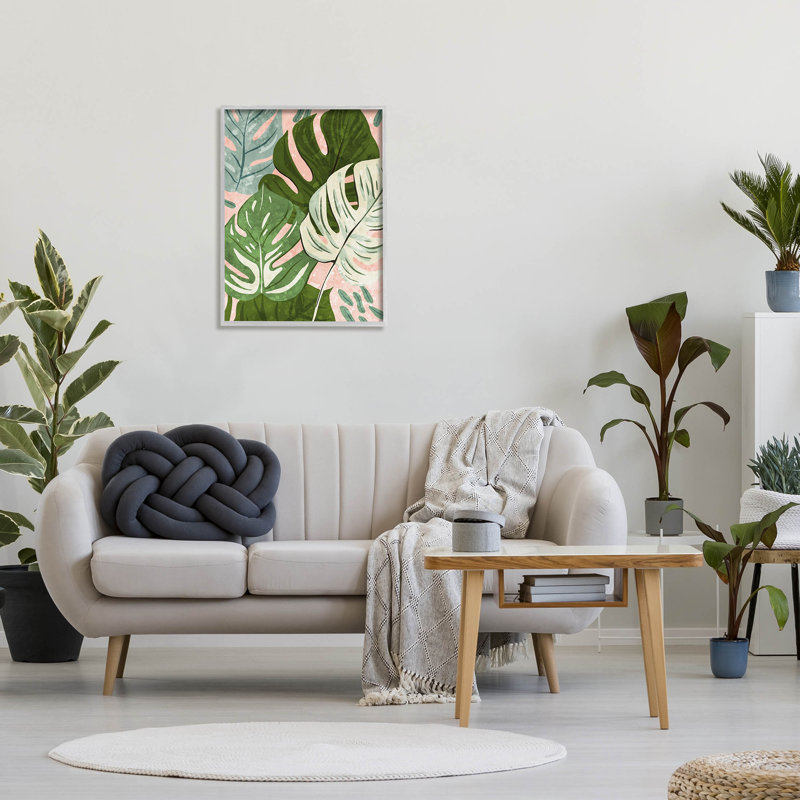 «Layered Monstera Plant Leaves», estampe numérique par Ziwei Li, H 30 po x l 24 po x P 1,5 po, Estampe numérique Farmhouse