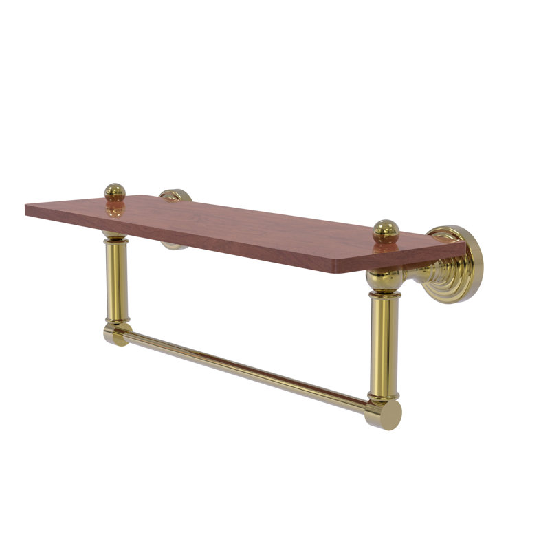 Beresford Bracket Shelf with Towel Bar, Unlacquered Brass, 5" H x 16" W x 5" D