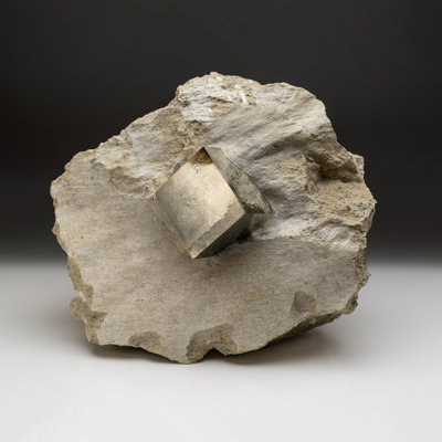 Large Genuine Pyrite Cube on Matrix
