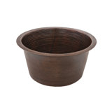 17" Large Round Hammered Copper Bar/Prep Sink