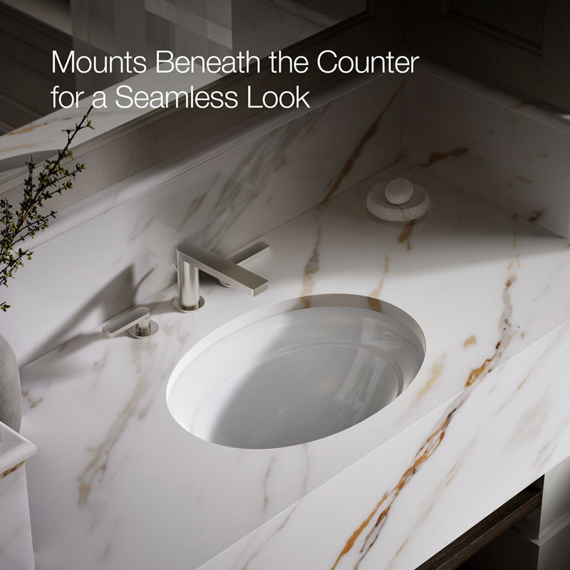 Serif Metal Oval Undermount Bathroom Sink, White