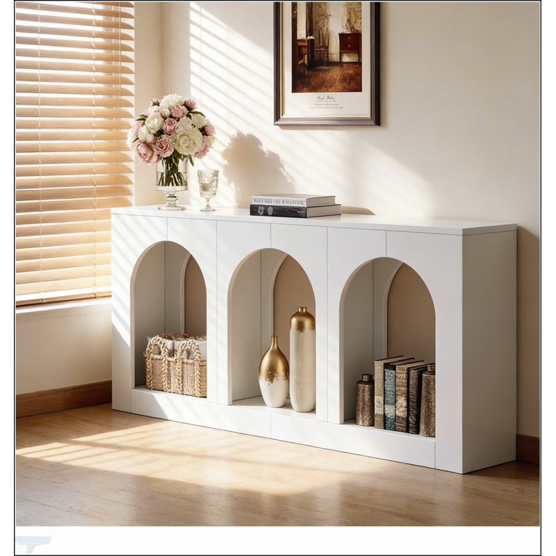 Élégante table d'appoint Arches, table d'entrée avec console stable pour un décor moderne et polyvalent, White