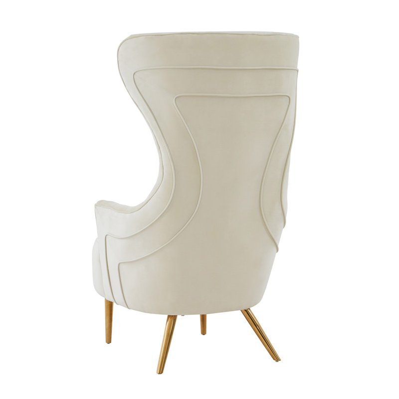 Velvet Wingback Chair, Cream Velvet