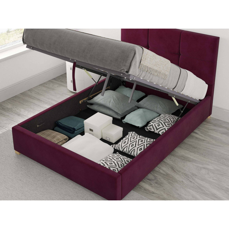 Moyers Upholstered Ottoman Storage Bed, Super King (6'), Berry